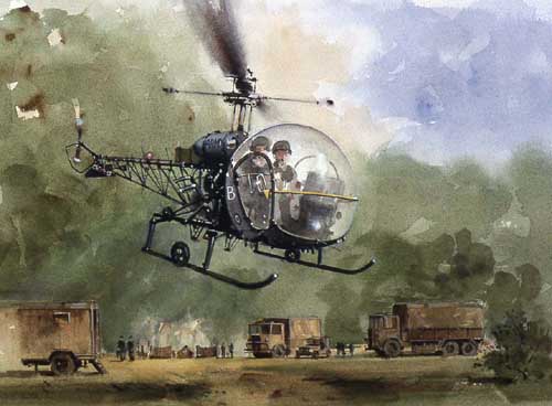 Watercolour painting of the Bell Helicopter