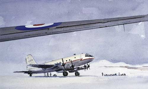 Watercolour painting of the Handley Page Hastings aircraft