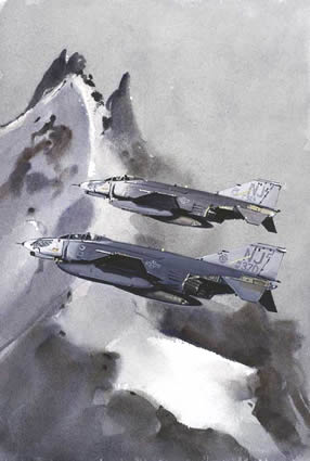 Watercolour painting of McDonnell Douglas F-4 Phantoms